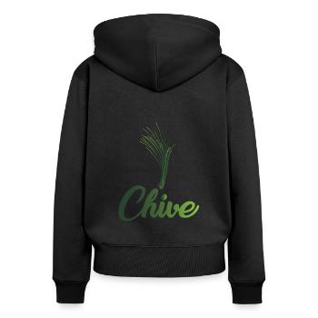 Schnittlauch - Frauen Premium Bio Zip Hoodie - Schwarz - Hinten - Julia (174cm)