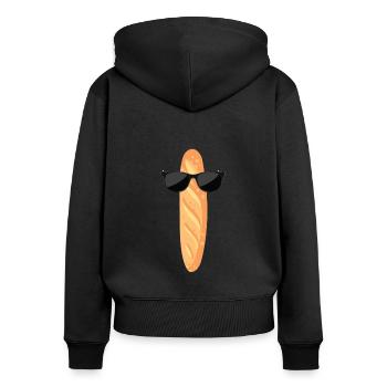 Funny baguette with sunglasses - Women's Premium Organic Zip Hoodie - black - Back - Julia (174cm)