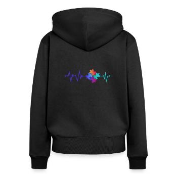 Puzzle heartbeat - Women's Premium Organic Zip Hoodie - black - Back - Julia (174cm)