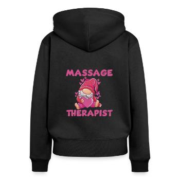 Niedlicher Masseur Therapeut Gnome - Frauen Premium Bio Zip Hoodie - Schwarz - Hinten - Julia (174cm)
