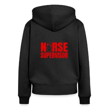 Tolles Pflegedienstleitung Design - Frauen Premium Bio Zip Hoodie - Schwarz - Hinten - Julia (174cm)