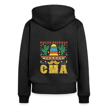 Nacho Infirmière moyenne CMA - Sweat à capuche zippé Premium bio Femme - noir - Dos - Julia (174cm)
