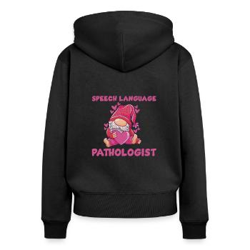 Niedlicher Sprachpathologe Gnom - Frauen Premium Bio Zip Hoodie - Schwarz - Hinten - Julia (174cm)