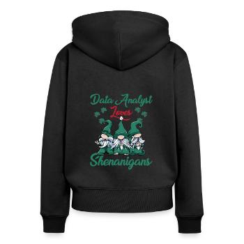 Analyste de données Saint-Patrick - Sweat à capuche zippé Premium bio Femme - noir - Dos - Julia (174cm)