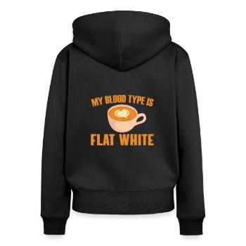 Drôle de design d’amateur de café blanc plat - Sweat à capuche zippé Premium bio Femme - noir - Dos - Julia (174cm)