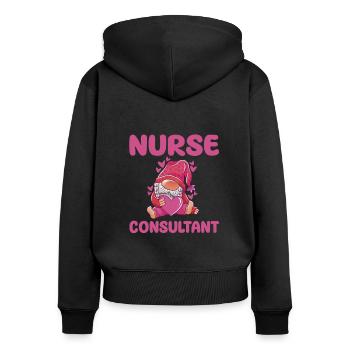 Nurse Consultant Dwarf - Women's Premium Organic Zip Hoodie - black - Back - Julia (174cm)