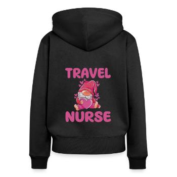 Mignonne infirmière temporaire - Sweat à capuche zippé Premium bio Femme - noir - Dos - Julia (174cm)