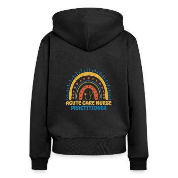 Retro Fährschiff Bekleidung Containerschiff - Frauen Premium Bio Zip Hoodie - Schwarz - Hinten - Julia (174cm)