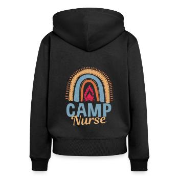Niedliches Lagerkrankenschwester Regenbogen - Frauen Premium Bio Zip Hoodie - Schwarz - Hinten - Julia (174cm)