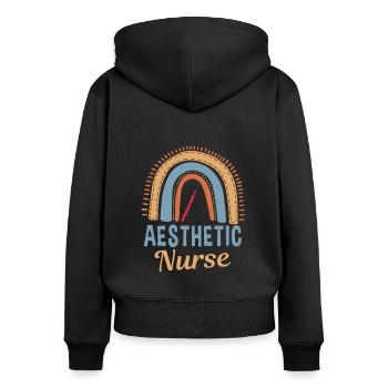 Infirmière esthétique Rainbow - Sweat à capuche zippé Premium bio Femme - noir - Dos - Julia (174cm)