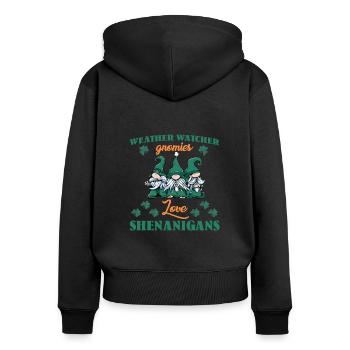 Funny weather watchers St. Patrick's Day - Women's Premium Organic Zip Hoodie - black - Back - Julia (174cm)