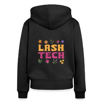 Technicienne en cils - Sweat à capuche zippé Premium bio Femme - noir - Dos - Julia (174cm)
