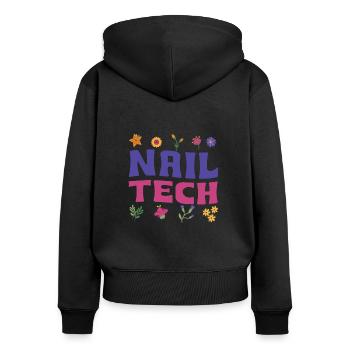 Technicienne des ongles Flower Nail Salon - Sweat à capuche zippé Premium bio Femme - noir - Dos - Julia (174cm)