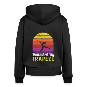 Retro Trapezkünstler Zirkus-Artist Akrobatik - Frauen Premium Bio Zip Hoodie - Schwarz - Hinten - Julia (174cm)
