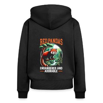 Gefährdete Arten Tierliebhaber Roter Panda - Frauen Premium Bio Zip Hoodie - Schwarz - Hinten - Julia (174cm)