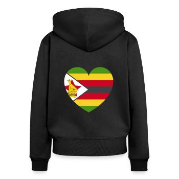Zimbabwe Drapeau Pays Nationalité Zimbabwe - Sweat à capuche zippé Premium bio Femme - noir - Dos - Julia (174cm)