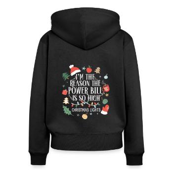 Lustiger - Frauen Premium Bio Zip Hoodie - Schwarz - Hinten - Julia (174cm)
