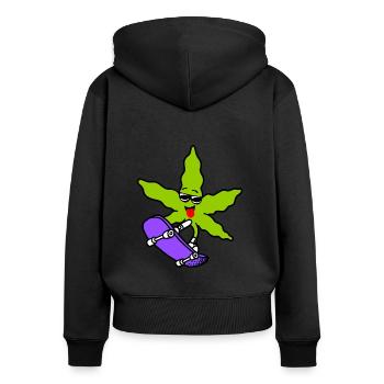 Skater Gras - Frauen Premium Bio Zip Hoodie - Schwarz - Hinten - Julia (174cm)