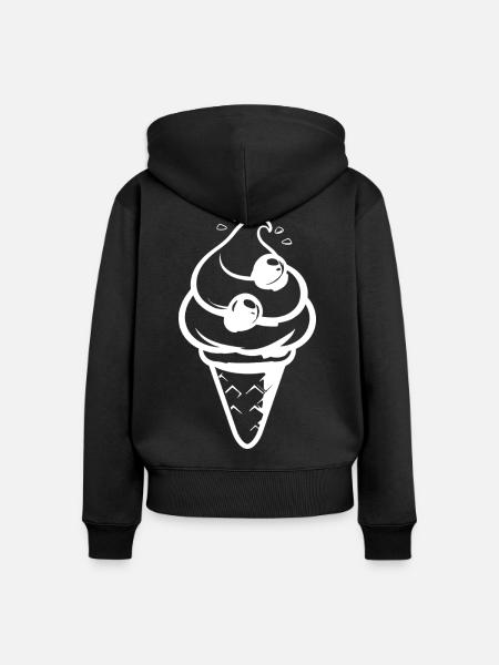 Speiseeis Zeichnung - Frauen Premium Bio Zip Hoodie - Schwarz
