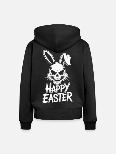 Oster Graffiti Schädelhase - Frauen Premium Bio Zip Hoodie - Schwarz