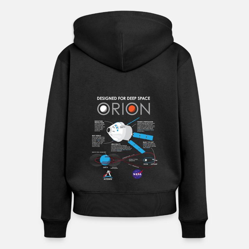 NASA Conception du Vaisseau Spatial Orion - Sweat à capuche zippé Premium bio Femme - noir
