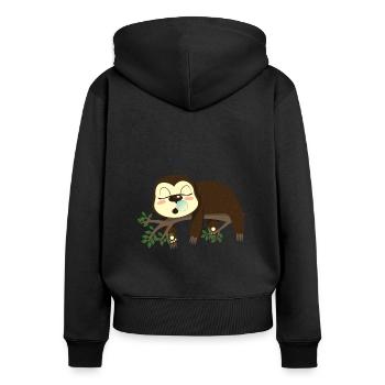 Sleepy sloth - Women's Premium Organic Zip Hoodie - black - Back - Julia (174cm)