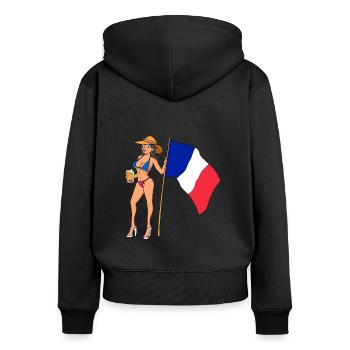 Sexy Frau Frankreich - Frauen Premium Bio Zip Hoodie - Schwarz - Hinten - Julia (174cm)