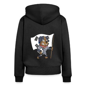 Fan Dog sud-coréen - Sweat à capuche zippé Premium bio Femme - noir - Dos - Julia (174cm)