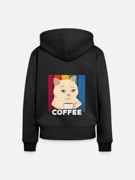 Morgenmuffel - Coffee - Frauen Premium Bio Zip Hoodie - Schwarz