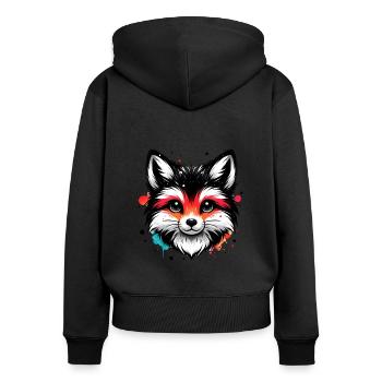 renard, animaux, forêt, renard roux, nature sauvage - Sweat à capuche zippé Premium bio Femme - noir - Dos - Julia (174cm)