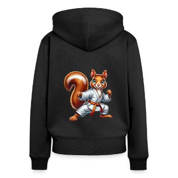 Karaté Sports Écureuil Noix Amoureux des animaux - Sweat à capuche zippé Premium bio Femme - noir - Dos - Julia (174cm)