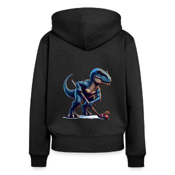 Équipe de joueurs de hockey sur gazon Dinosaur Dino - Sweat à capuche zippé Premium bio Femme - noir - Dos - Julia (174cm)