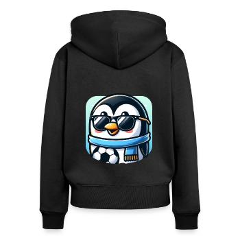 Niedlicher Pinguin Vogel Fußball Spieler Fan - Frauen Premium Bio Zip Hoodie - Schwarz - Hinten - Julia (174cm)