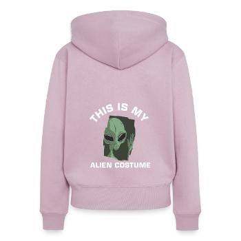 C’est mon cadeau de chemise de costume extraterrestre - Sweat à capuche zippé Premium bio Femme - rose poudré - Dos - Julia (174cm)