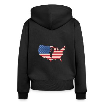 USA Flag America Flag Quarterback Shirt - Women's Premium Organic Zip Hoodie - black - Back - Julia (174cm)