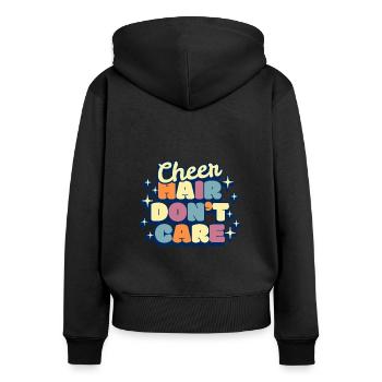 Cheer Hair Dont Care Shirt Cadeau - Sweat à capuche zippé Premium bio Femme - noir - Dos - Julia (174cm)