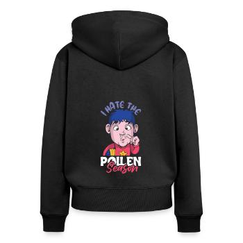 Je déteste la chemise de saison du pollen - Sweat à capuche zippé Premium bio Femme - noir - Dos - Julia (174cm)