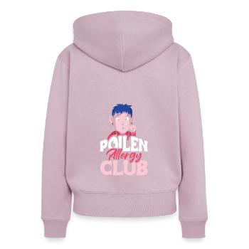 Cadeau de chemise Pollen Allergy Club - Sweat à capuche zippé Premium bio Femme - rose poudré - Dos - Julia (174cm)