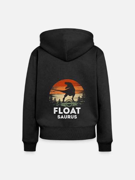 Float Saurus Shirt Geschenk Onewheel - Frauen Premium Bio Zip Hoodie - Schwarz