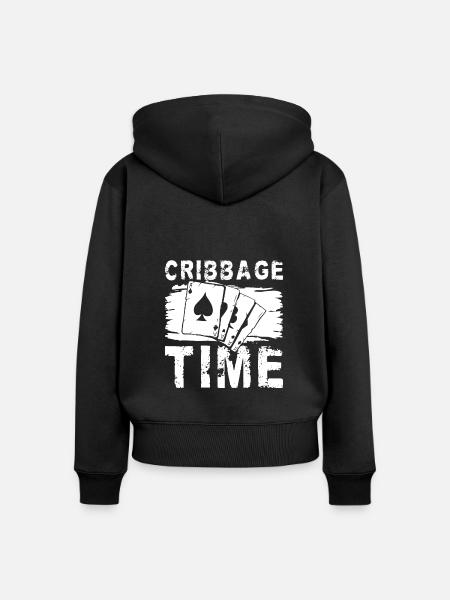 Cribbage Time Shirt Geschenk - Frauen Premium Bio Zip Hoodie - Schwarz
