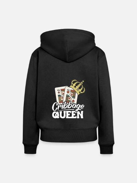 Cribbage Queen Shirt Geschenk - Frauen Premium Bio Zip Hoodie - Schwarz
