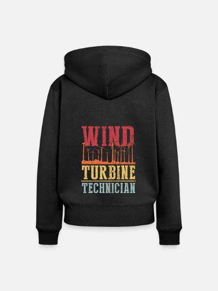 Wind Turbine Technician Shirt Geschenk - Frauen Premium Bio Zip Hoodie - Schwarz