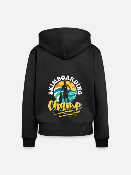 Skimboarding Champ Shirt Geschenk - Frauen Premium Bio Zip Hoodie - Schwarz