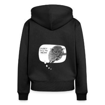 Maki, Koboldmaki - Frauen Premium Bio Zip Hoodie - Schwarz - Hinten - Julia (174cm)