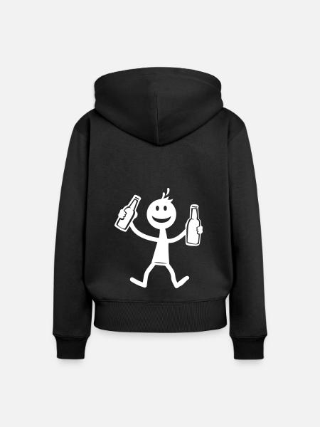 Drinking Bier - Frauen Premium Bio Zip Hoodie - Schwarz