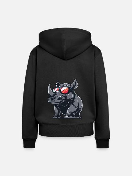 Nashorn Tier - Frauen Premium Bio Zip Hoodie - Schwarz