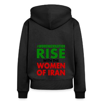 Rise with the women of iran - Frauen Premium Bio Zip Hoodie - Schwarz - Hinten - Julia (174cm)