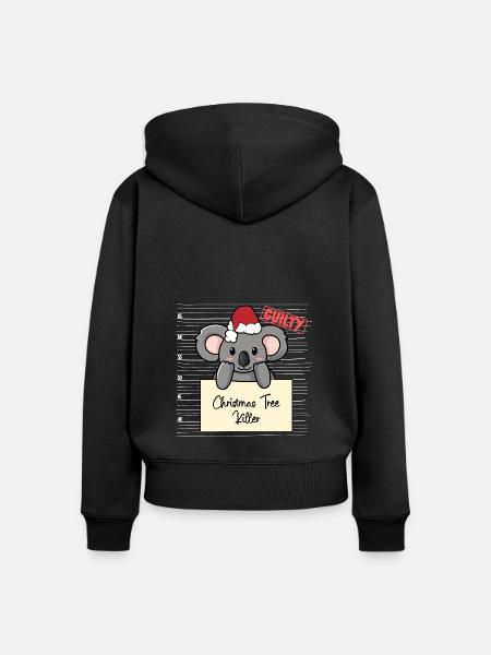 Weihnachtsbaum Umschubser Koala - Frauen Premium Bio Zip Hoodie - Schwarz