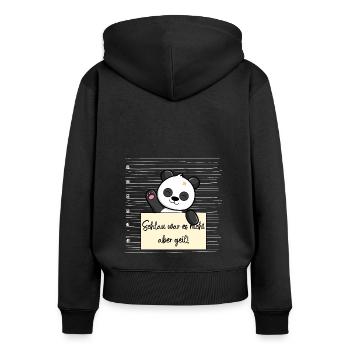 Panda lustiger Spruch humor Gefängnisbild - Frauen Premium Bio Zip Hoodie - Schwarz - Hinten - Julia (174cm)