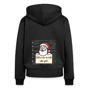 Weihnachtsmann lustiger Spruch humor Gefängnisbild - Frauen Premium Bio Zip Hoodie - Schwarz - Hinten - Julia (174cm)